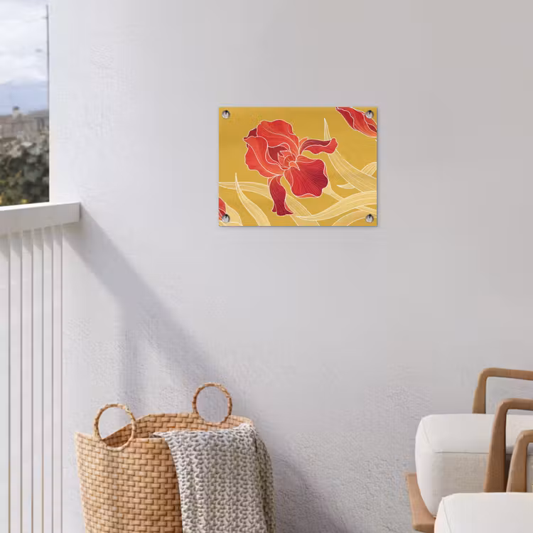 Tuinposter - Bloemen - Illustratie - Rood - Bloemen - Illustratie - Rood tuinposter los doek klein