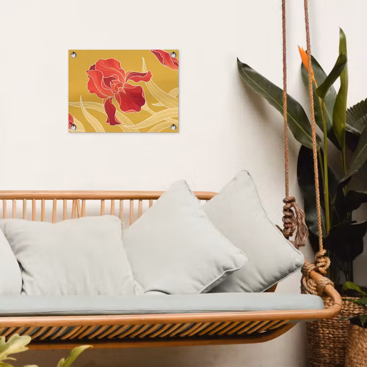 Tuinposter - Bloemen - Illustratie - Rood - Bloemen - Illustratie - Rood tuinposter los doek klein