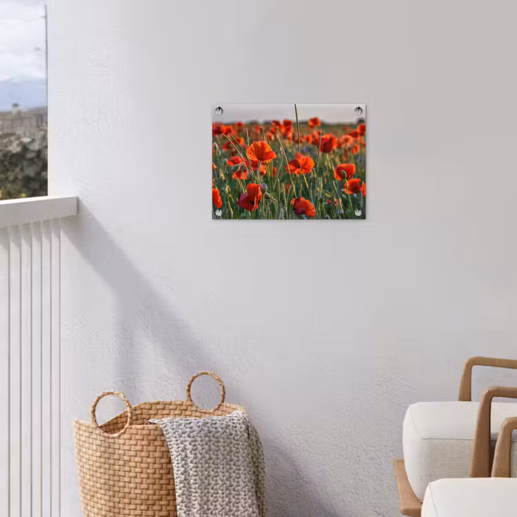 Bloemen - Klaprozen - Natuur - Rood tuinposter los doek klein -sfeer8