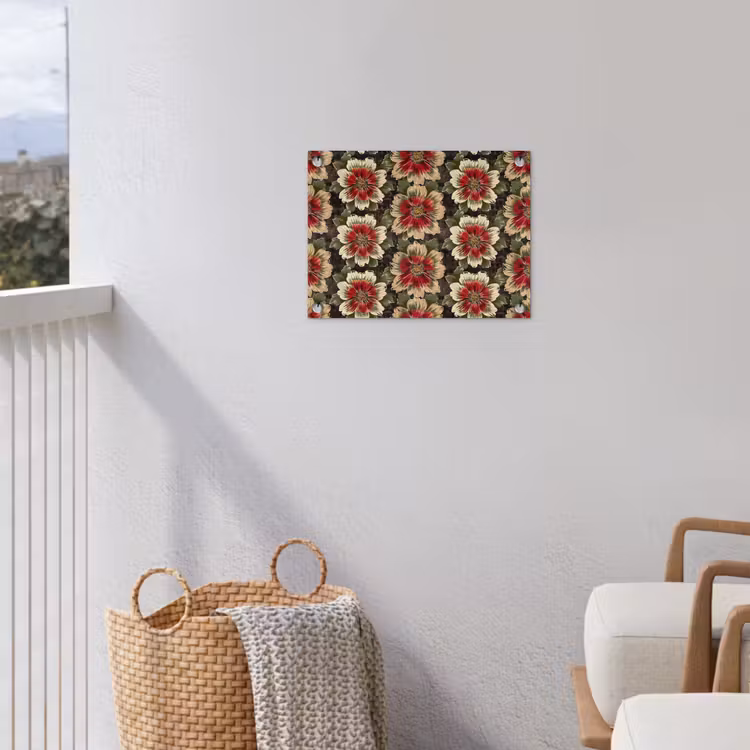 Bloemen - Klassiek - Patroon - Rood tuinposter los doek klein 239 -sfeer8