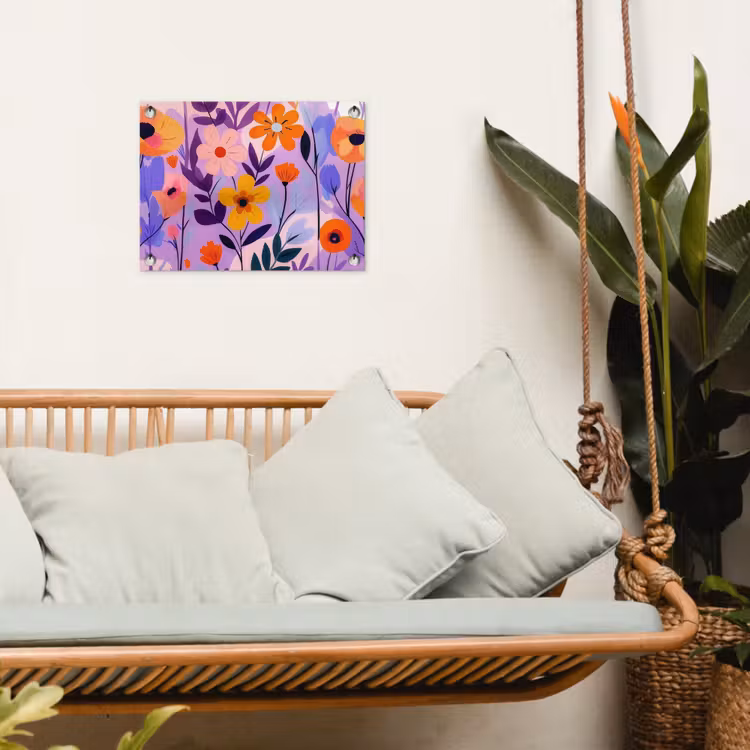 Bloemen - Kleurrijk - Bladeren tuinposter los doek klein -sfeer7