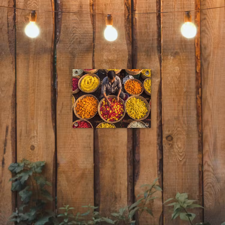 Tuinposter - Bloemen - Markt - Kleurrijk - Bloemen - Markt - Kleurrijk tuinposter los doek klein
