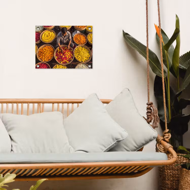 Tuinposter - Bloemen - Markt - Kleurrijk - Bloemen - Markt - Kleurrijk tuinposter los doek klein