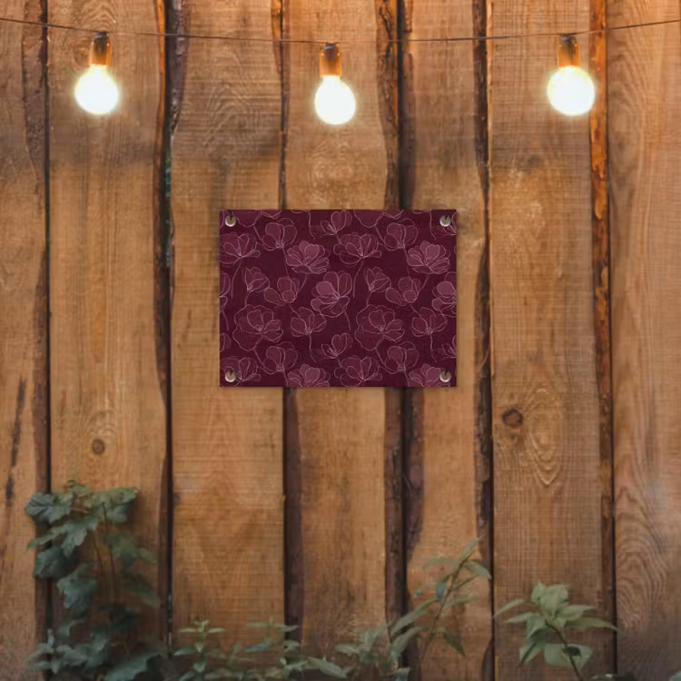 Bloemen - Patroon - Bordeauxrood tuinposter los doek klein 239 -sfeer1