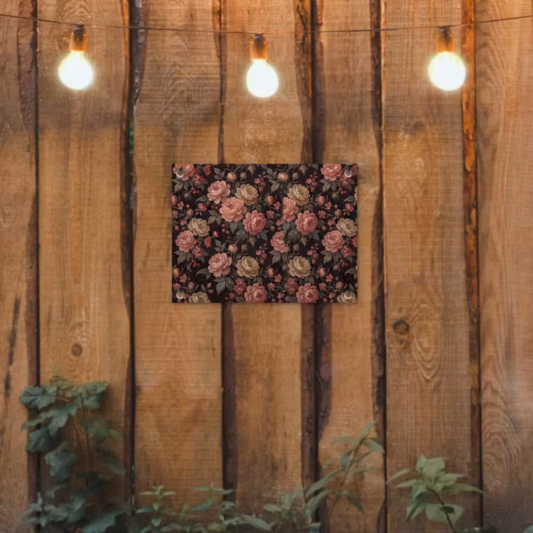 Bloemen - Patroon - Natuur - Vintage - Roze tuinposter los doek klein -sfeer1