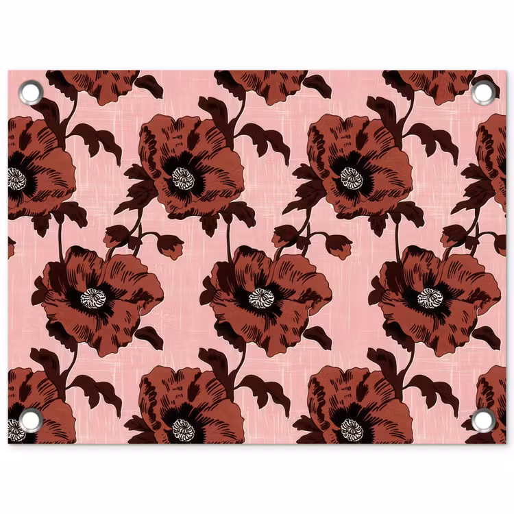 Bloemen - Retro - Rood tuinposter los doek klein 239 -3d