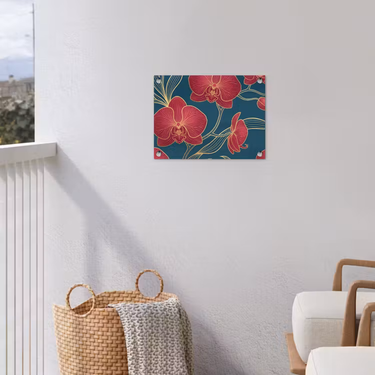Tuinposter - Bloemen - Rood - Goud - Bloemen - Rood - Goud tuinposter los doek klein