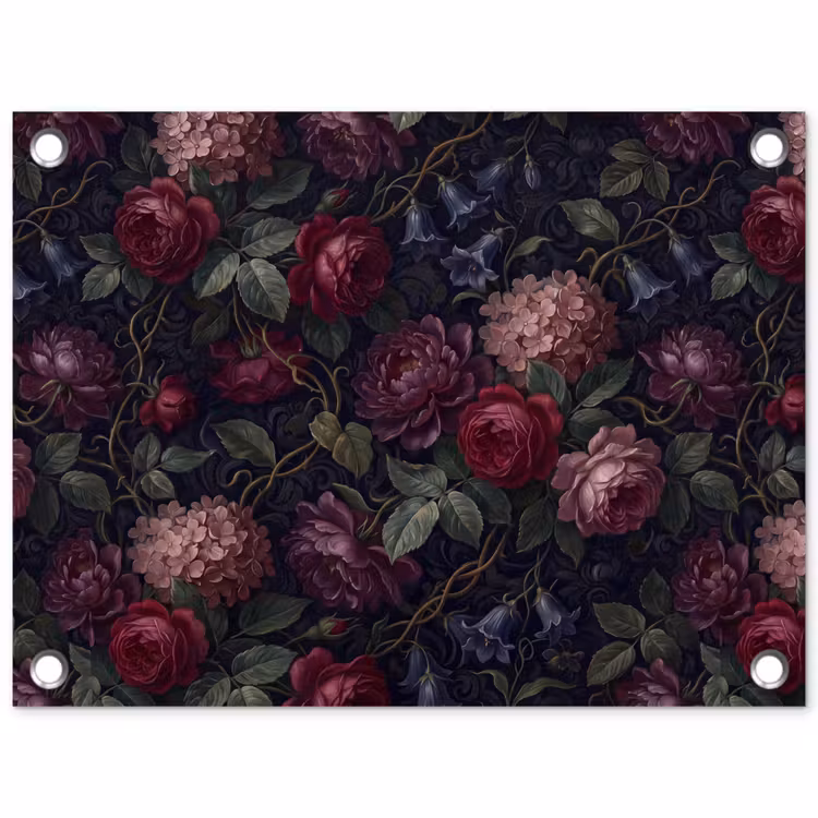 Bloemen - Rood - Klassiek - Donker - Patroon tuinposter los doek klein -3d
