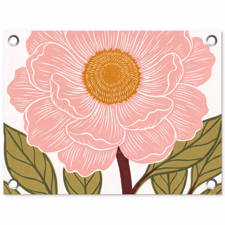 Tuinposter - Bloemen - Roze - Illustratie - Bloemen - Roze - Illustratie tuinposter los doek klein