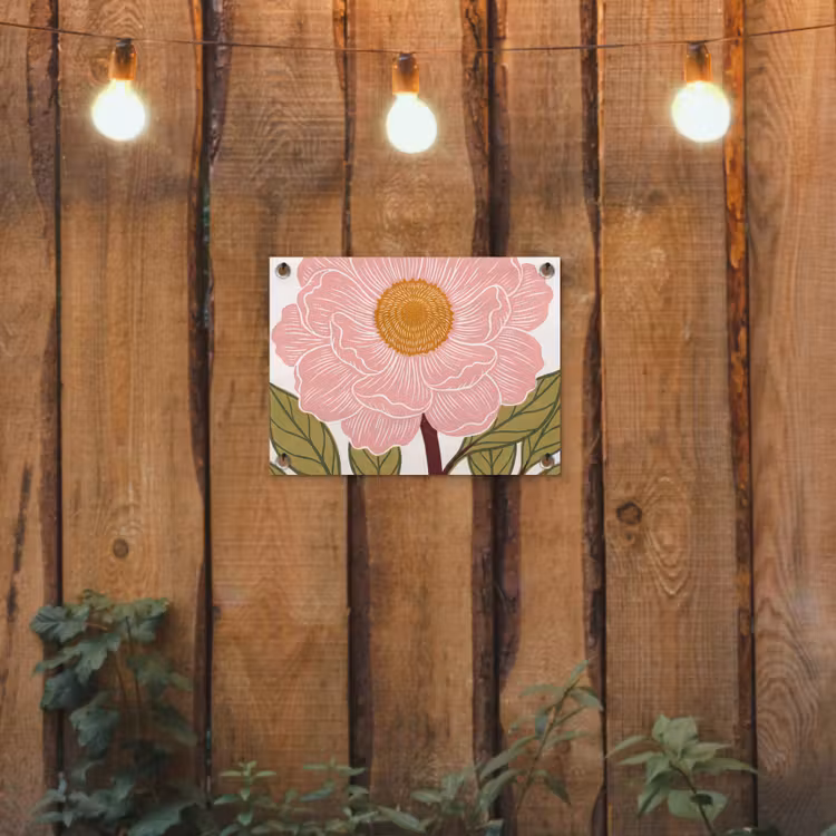 Tuinposter - Bloemen - Roze - Illustratie - Bloemen - Roze - Illustratie tuinposter los doek klein