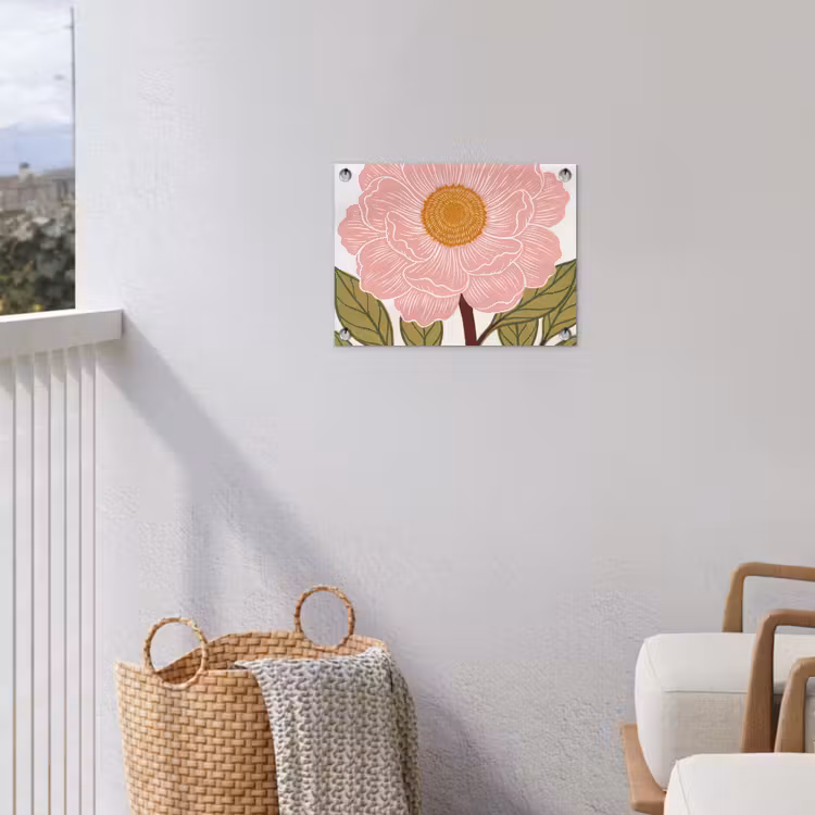 Tuinposter - Bloemen - Roze - Illustratie - Bloemen - Roze - Illustratie tuinposter los doek klein