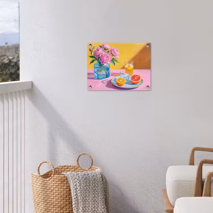 Tuinposter - Bloemen - Roze - Modern - Bloemen - Roze - Modern tuinposter los doek klein