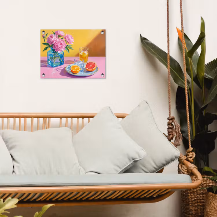 Tuinposter - Bloemen - Roze - Modern - Bloemen - Roze - Modern tuinposter los doek klein