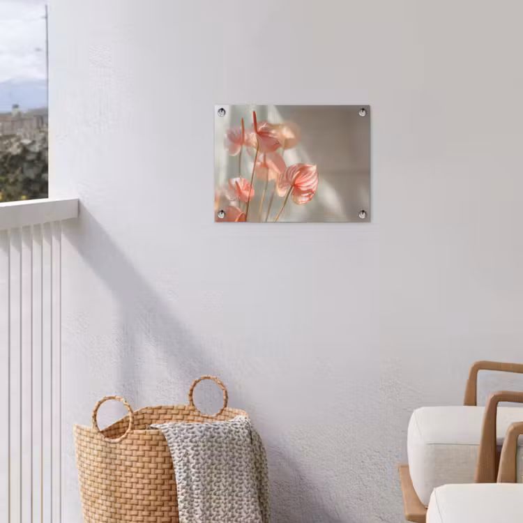 Bloemen - Stelen - Roze - Schaduw tuinposter los doek klein -sfeer8