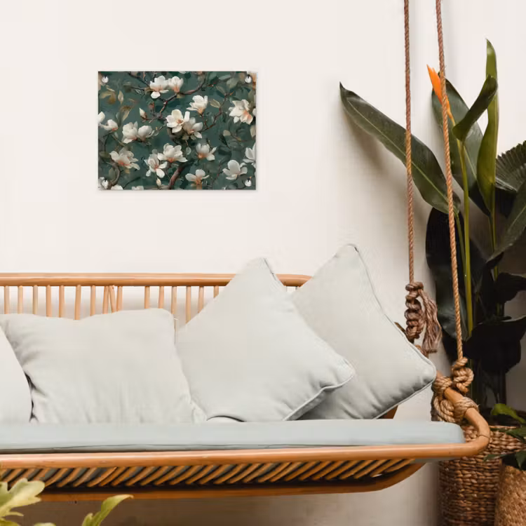 Bloemen - Takken - Wit - Klassiek tuinposter los doek klein -sfeer7