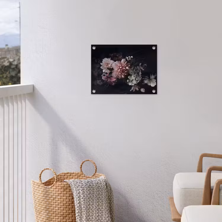 Bloemen - Vintage - Pastel - Zwart - Boeket tuinposter los doek klein -sfeer8