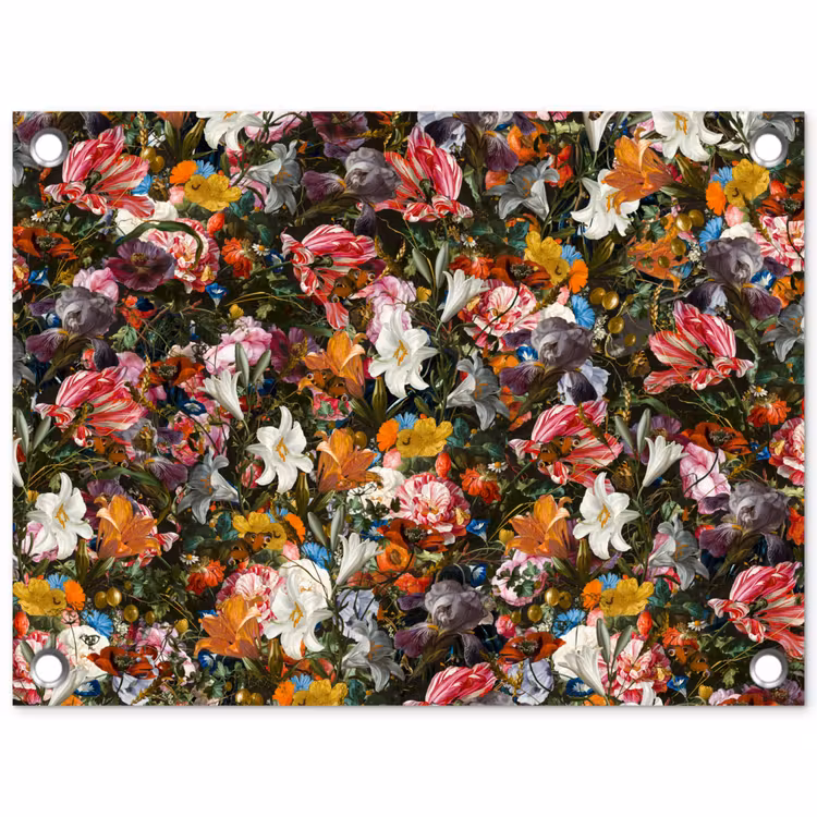 Bloemen - Vlinder - Design - Kunst - Abstract - Schilderij - Oude meesters tuinposter los doek klein -3d