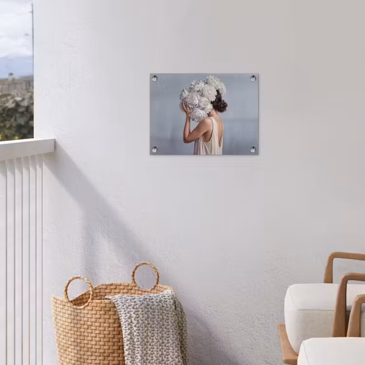 Bloemen - Vrouw - Wit tuinposter los doek klein -sfeer8