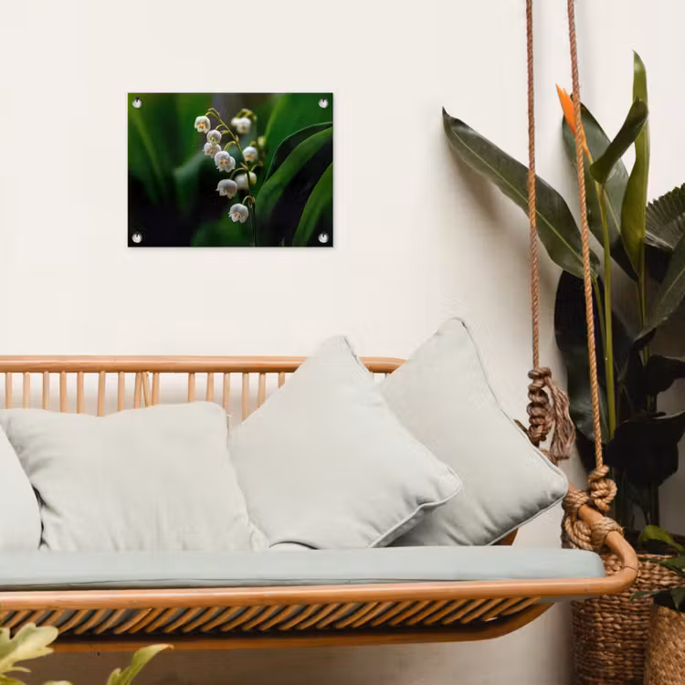 Bloemen - Wit - Bladeren - Lelietjes tuinposter los doek klein -sfeer7