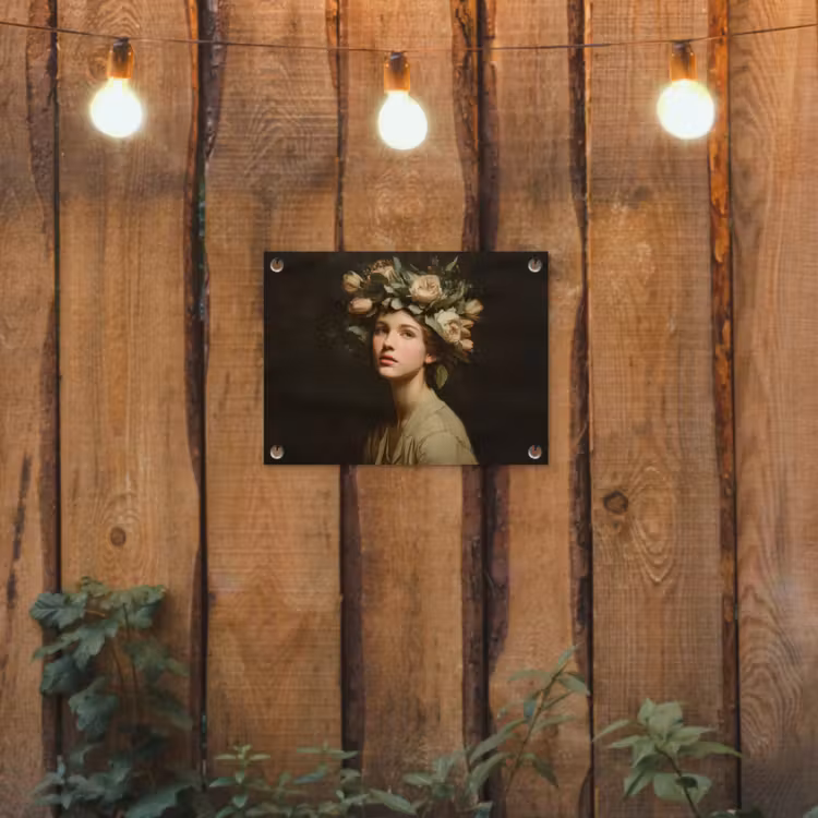 Bloemenstilte - Vrouw - Portret tuinposter los doek klein -sfeer1