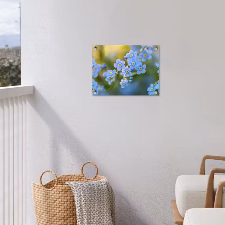 Bloemetjes - Blauw - Vergeet mij nietjes tuinposter los doek klein -sfeer8