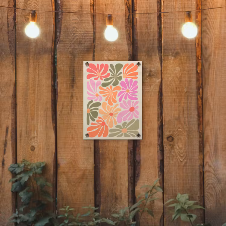Bloemvormen - Retro - Kleurrijk tuinposter los doek klein -sfeer1
