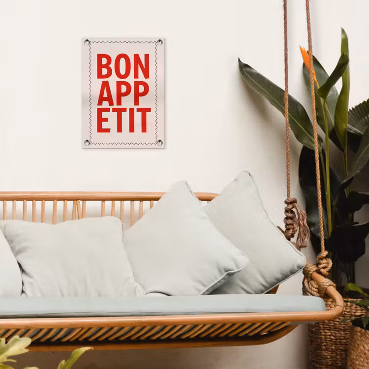 Blokletters - Rood - Kartelrand tuinposter los doek klein -sfeer7