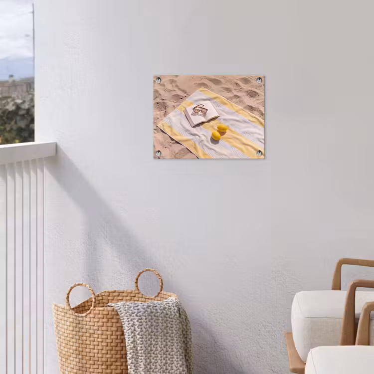 Boek - Zonnebril - Strand - Zomer - Geel tuinposter los doek klein -sfeer8