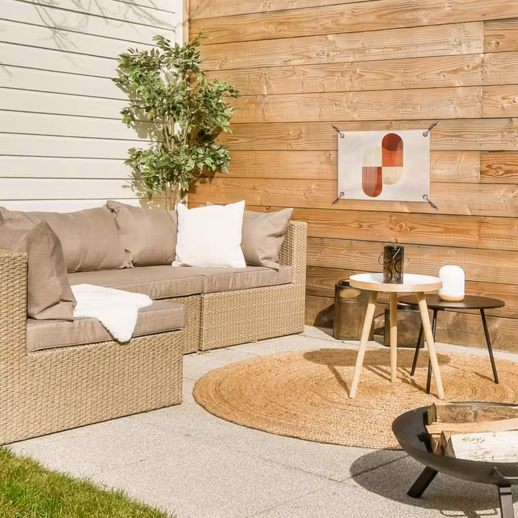 Bogen - Beige - Vormen tuinposter los doek klein -sfeer4