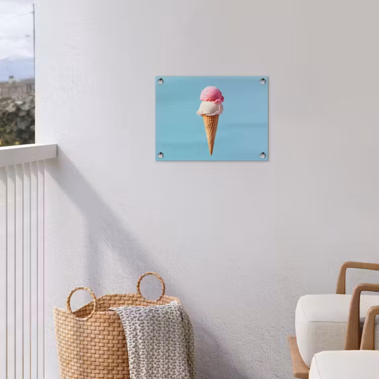 Bolletjes - Schepijs - Hoorntje - Blauw tuinposter los doek klein -sfeer8