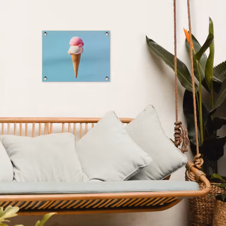Bolletjes - Schepijs - Hoorntje - Blauw tuinposter los doek klein -sfeer7