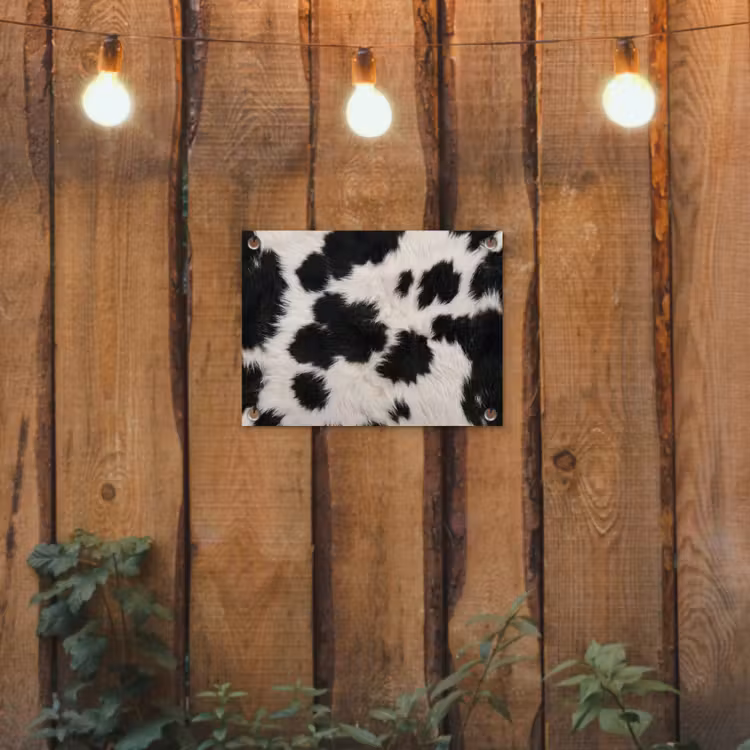 Bont - Textuur - Zwart - Wit tuinposter los doek klein -sfeer1