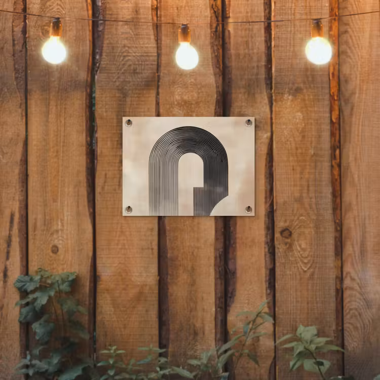 Boog -  Strepen - Minimalistisch - Zwart tuinposter los doek klein -sfeer1
