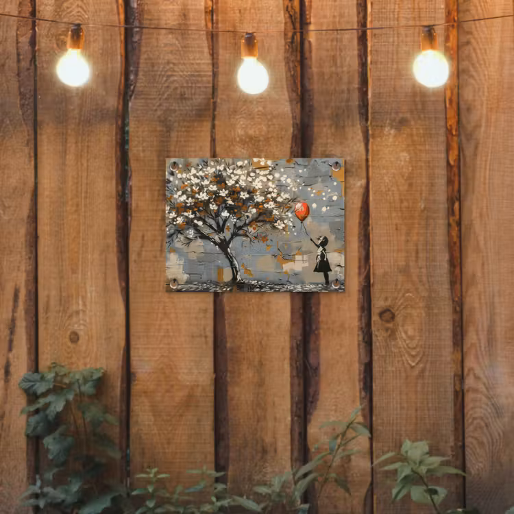 Boom - Graffiti - Banksy Style - Balloon Girl tuinposter los doek klein -sfeer1