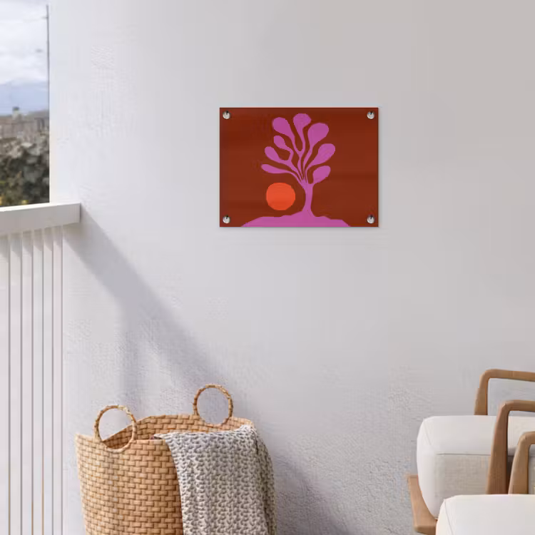 Boom - Paars - Cirkel - Vloeiend tuinposter los doek klein -sfeer8