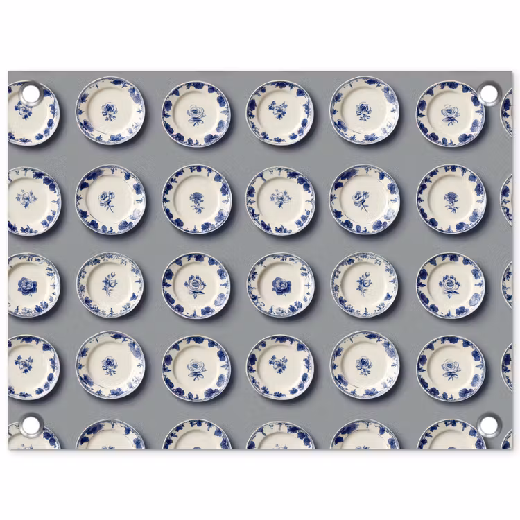 Borden - Bloemen - Blauw - Wit tuinposter los doek klein 239 -3d