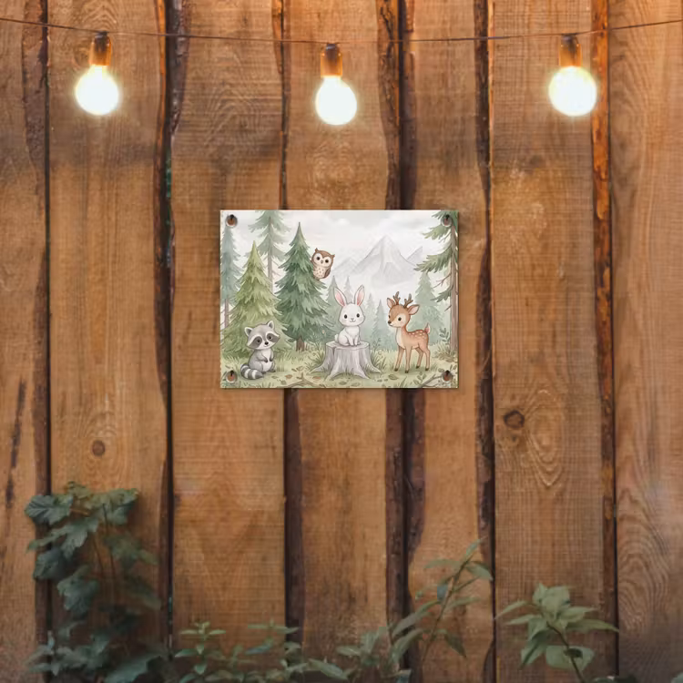 Bos - Dieren - Groen tuinposter los doek klein -sfeer1