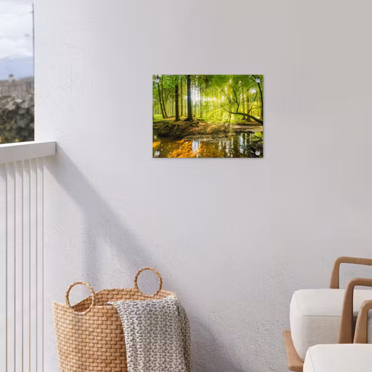Bos - Landschap - Water - Bomen - Zon - Groen - Natuur tuinposter los doek klein -sfeer8