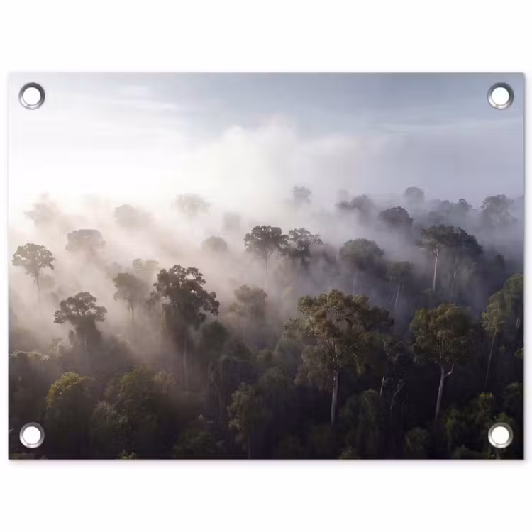 Bos - Mist - Natuur - Groen tuinposter los doek klein -3d