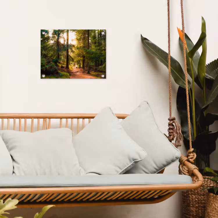 Bos - Pad - Bomen - Groen - Zon - Natuur tuinposter los doek klein -sfeer7