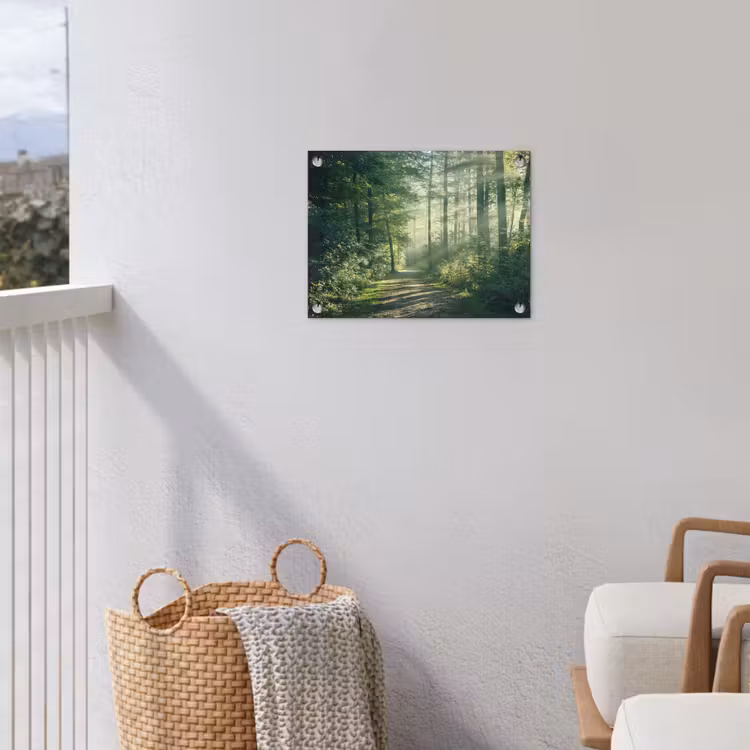Bos - Pad - Zon - Bomen - Groen - Natuur tuinposter los doek klein -sfeer8
