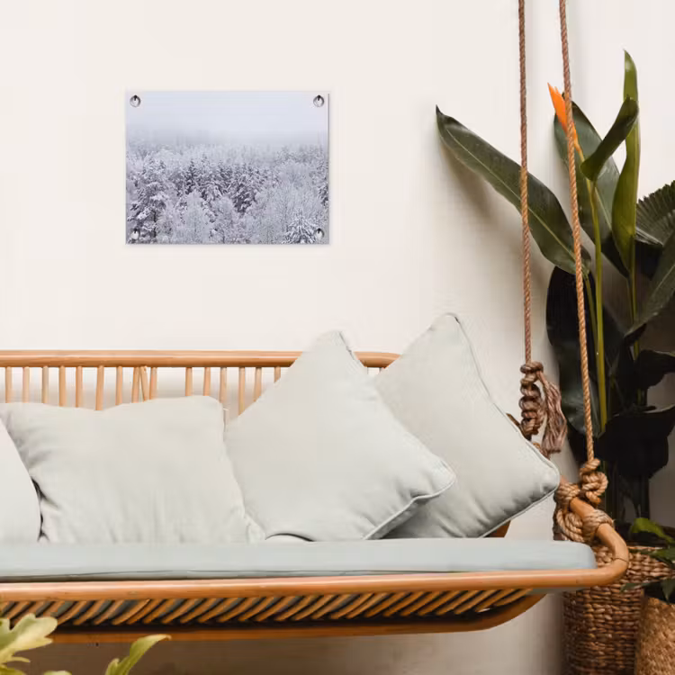 Bos - Sneeuw - Winter - Natuur - Wit tuinposter los doek klein -sfeer7