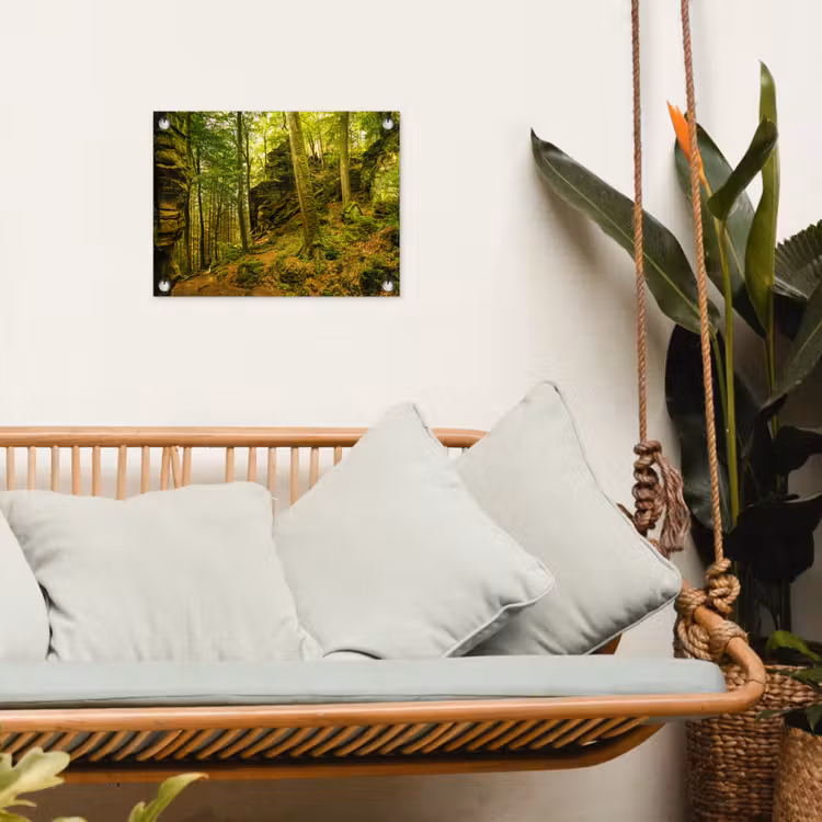 Bosrijke rotsformatie tuinposter los doek klein -sfeer7