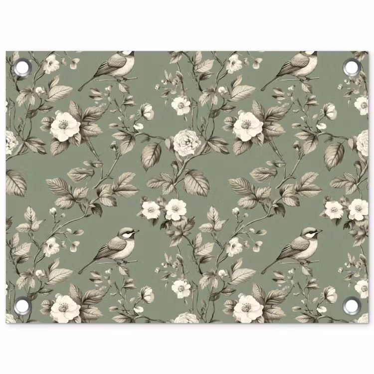 Botanisch - Vogels - Groen tuinposter los doek klein 239 -3d