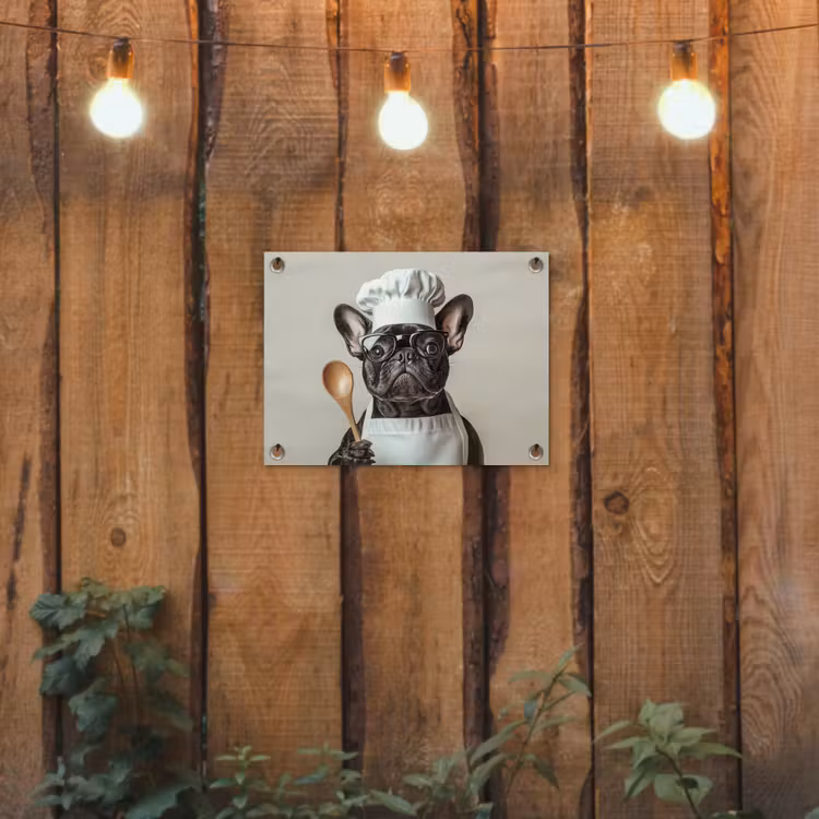 Bril - Hond - Kok tuinposter los doek klein -sfeer1