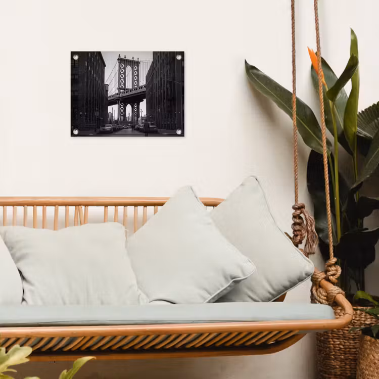 Brug - Stad - Architectuur - Modern - Zwart-wit tuinposter los doek klein -sfeer7