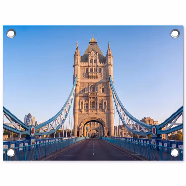 Brug - Toren - Architectuur - Klassiek - Blauw tuinposter los doek klein -3d