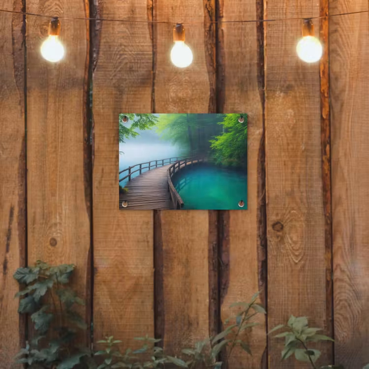 Brug - Water - Rivier - Bos tuinposter los doek klein -sfeer1