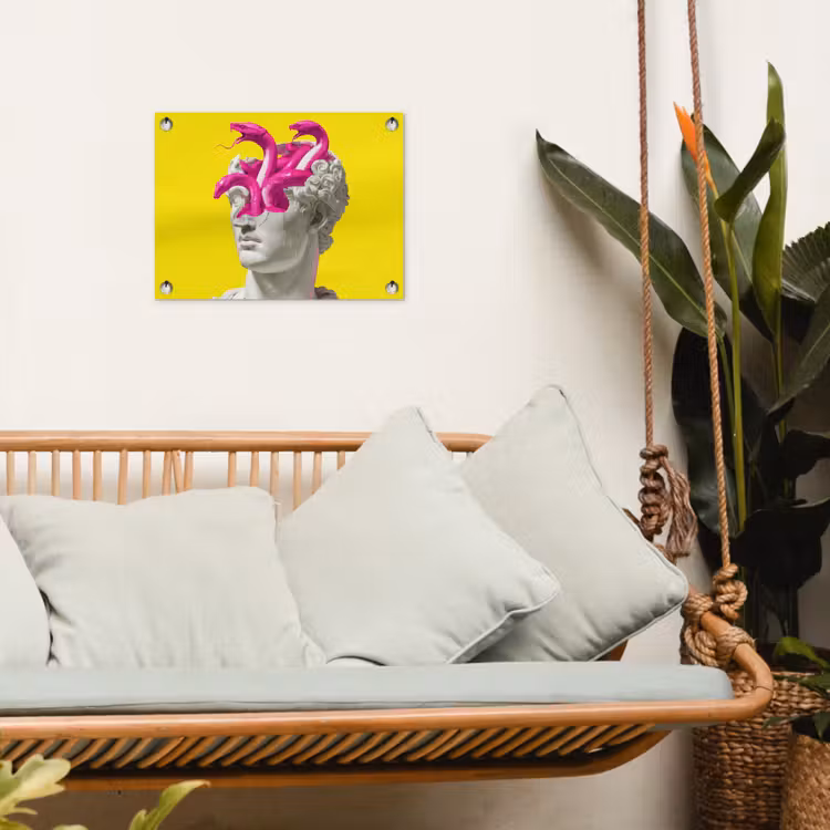 Buste - Slangen - Geel tuinposter los doek klein -sfeer7