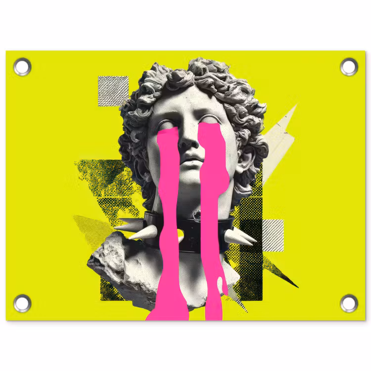 Buste - Verf - Geel tuinposter los doek klein -3d
